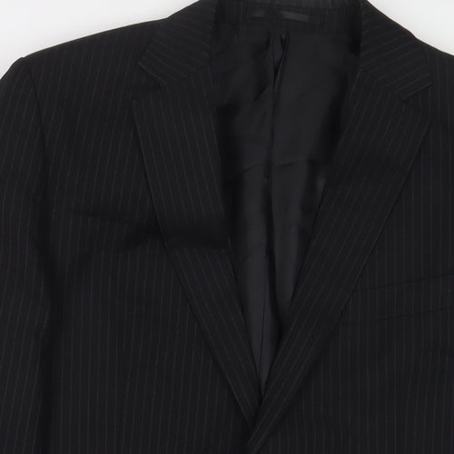 Karl Jackson Mens Black Striped Polyester Jacket Suit Jacket Size 40 Regular