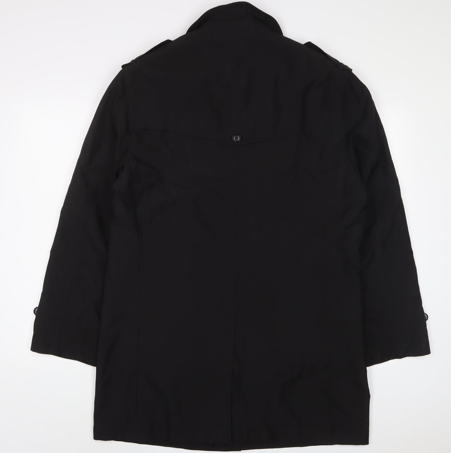 Autograph Mens Black Overcoat Coat Size M Button