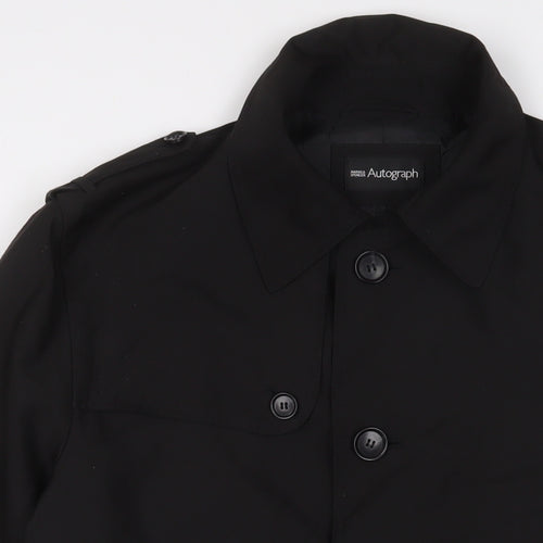 Autograph Mens Black Overcoat Coat Size M Button