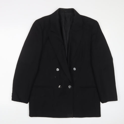 St Michael Womens Black Jacket Blazer Size 12 Button