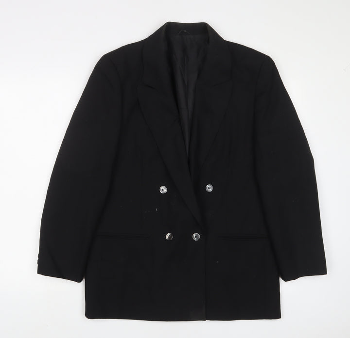 St Michael Womens Black Jacket Blazer Size 12 Button