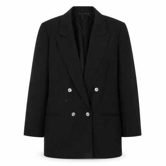 Front view of St Michael women’s black jacket blazer, size UK 12, button