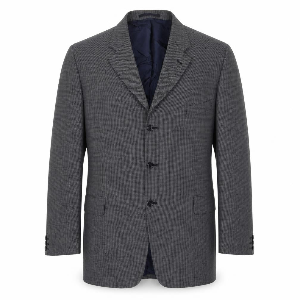 Front view of Scott & Taylor men’s grey herringbone wool jacket suit jacket, size 48, regular