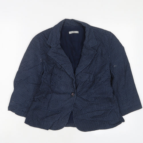 Marks and Spencer Womens Blue Polka Dot Jacket Blazer Size 12 Button
