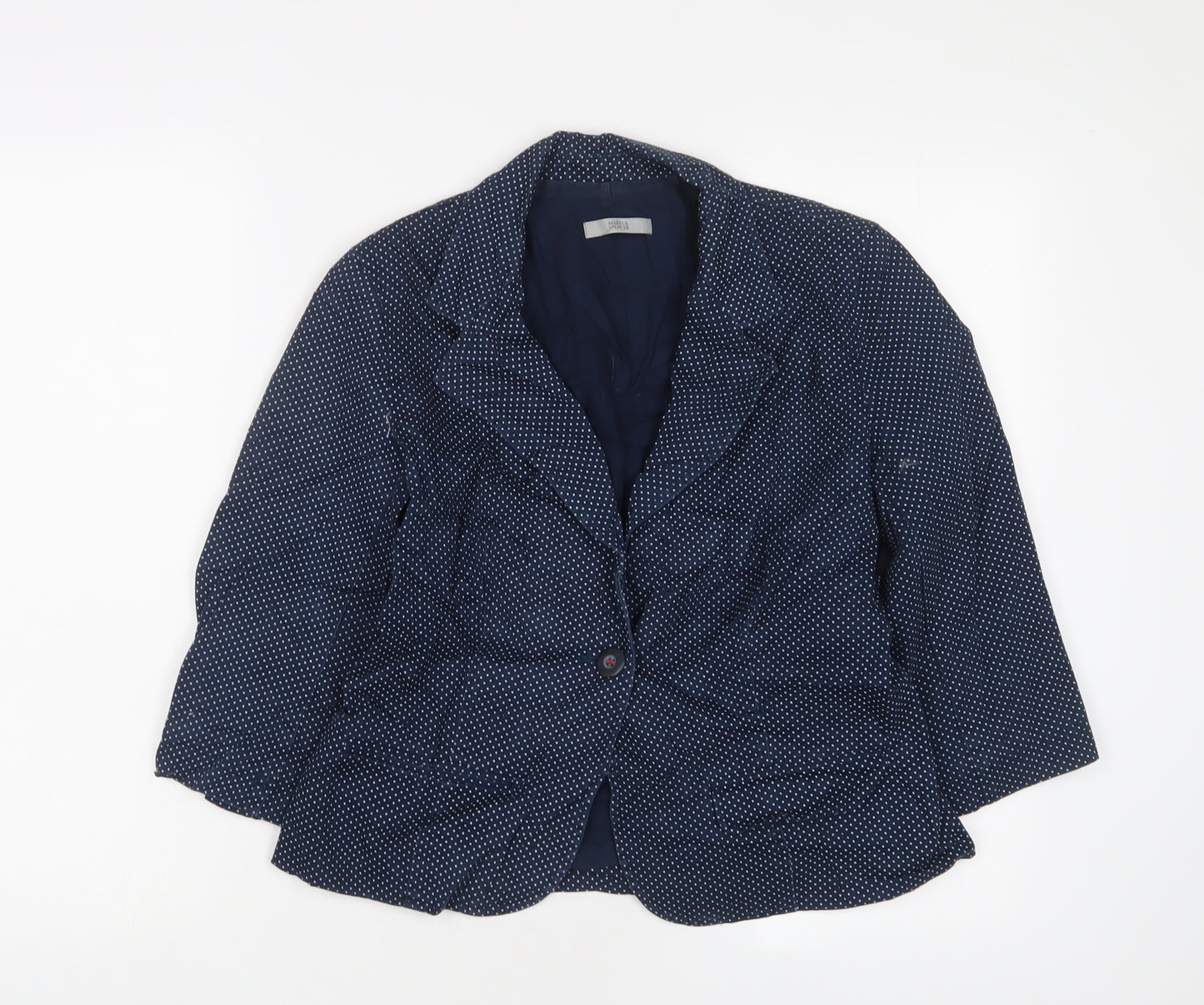 Marks and Spencer Womens Blue Polka Dot Jacket Blazer Size 12 Button