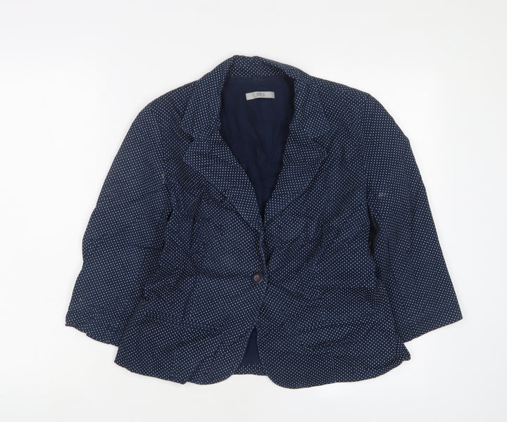 Marks and Spencer Womens Blue Polka Dot Jacket Blazer Size 12 Button