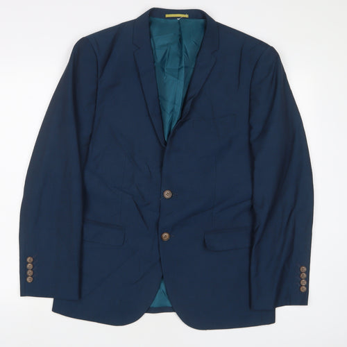 SixSixFive Mens Blue Polyester Jacket Suit Jacket Size 40 Regular