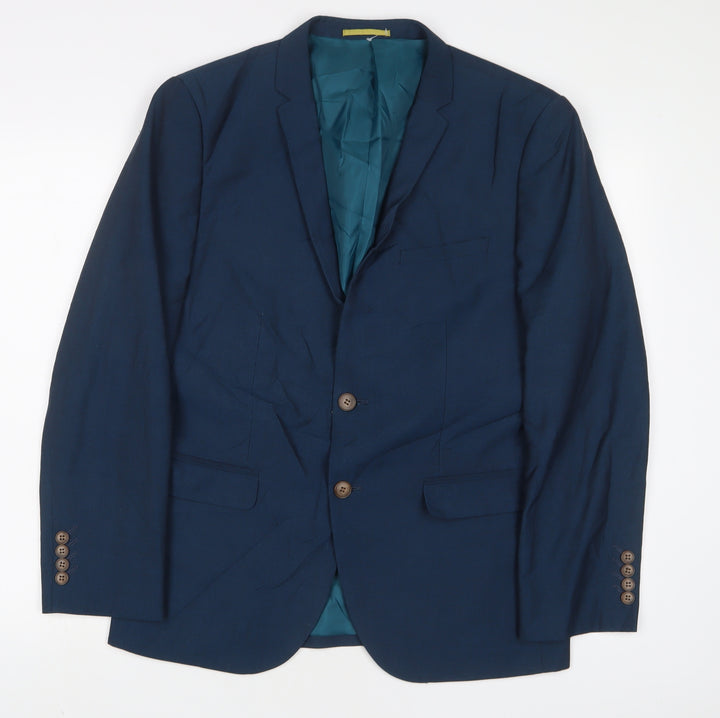 SixSixFive Mens Blue Polyester Jacket Suit Jacket Size 40 Regular