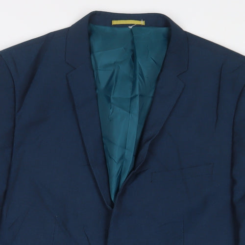 SixSixFive Mens Blue Polyester Jacket Suit Jacket Size 40 Regular