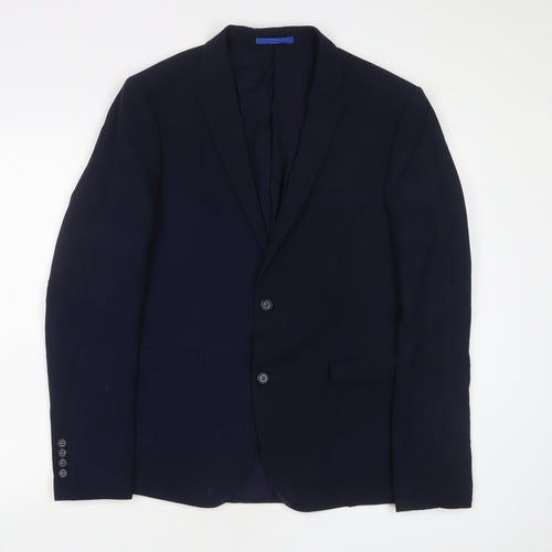 OneSixFive Mens Blue Polyester Jacket Suit Jacket Size 40 Regular