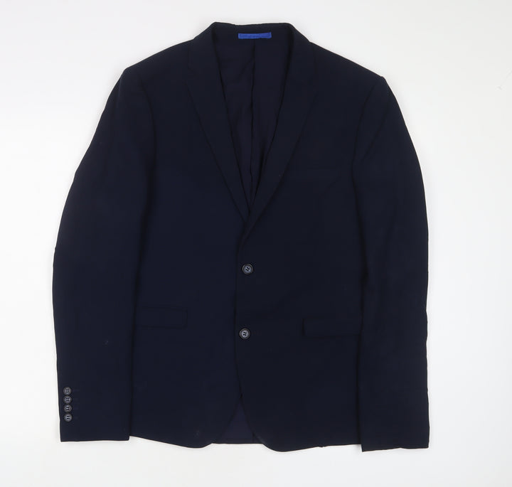 OneSixFive Mens Blue Polyester Jacket Suit Jacket Size 40 Regular