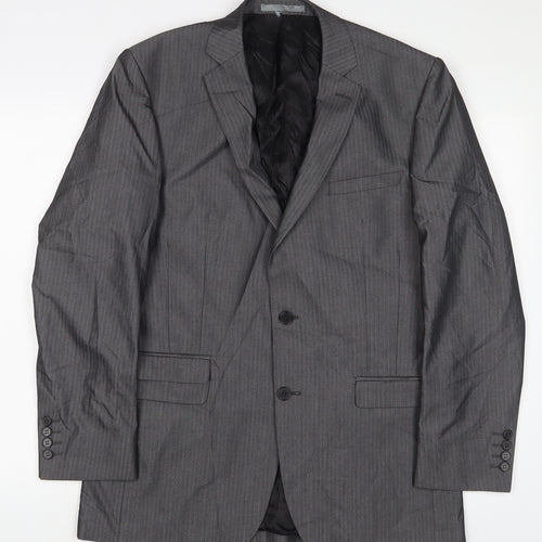 Limehaus Mens Grey Polyester Jacket Suit Jacket Size 40 Regular