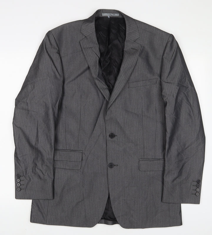Limehaus Mens Grey Polyester Jacket Suit Jacket Size 40 Regular