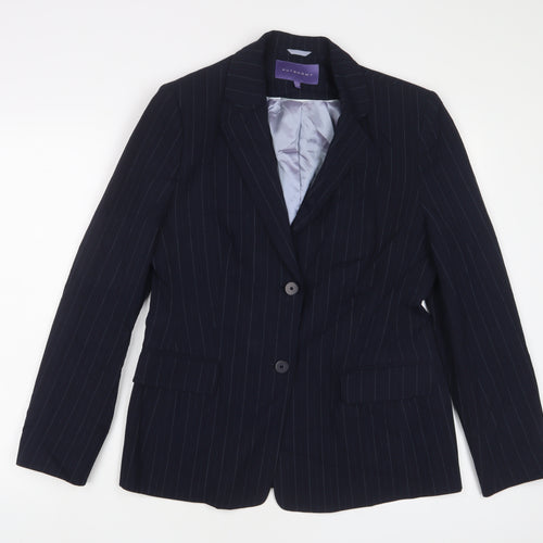 Autonomy Womens Blue Striped Jacket Blazer Size 14 Button