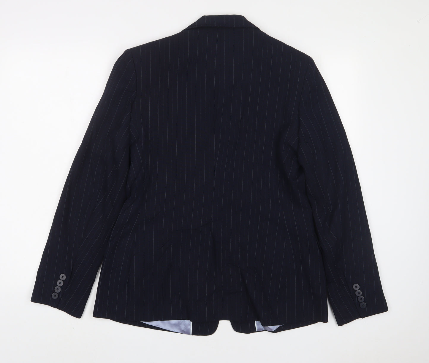 Autonomy Womens Blue Striped Jacket Blazer Size 14 Button
