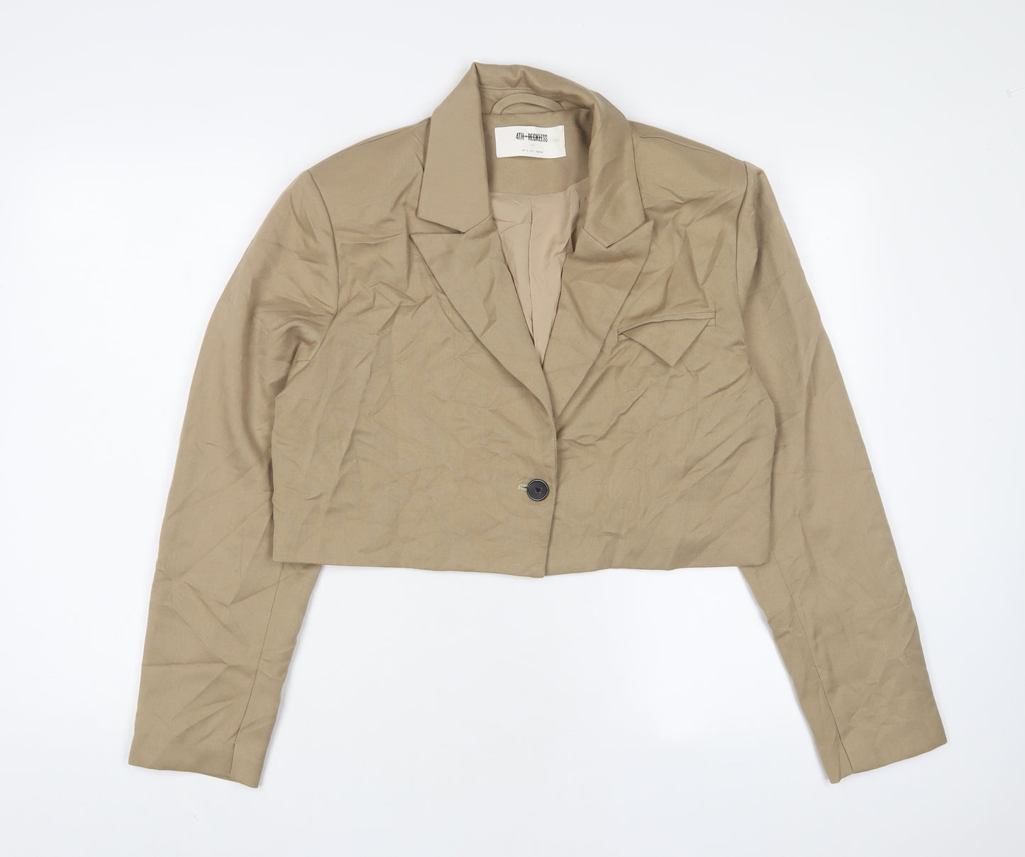 4th Reckless Womens Beige Jacket Blazer Size 12 Button