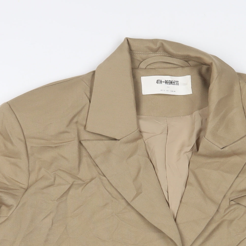 4th Reckless Womens Beige Jacket Blazer Size 12 Button
