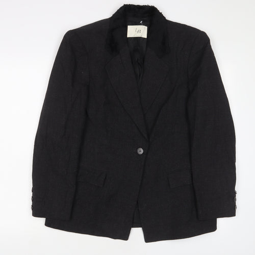 LB Collection Womens Black Jacket Blazer Size 8 Button