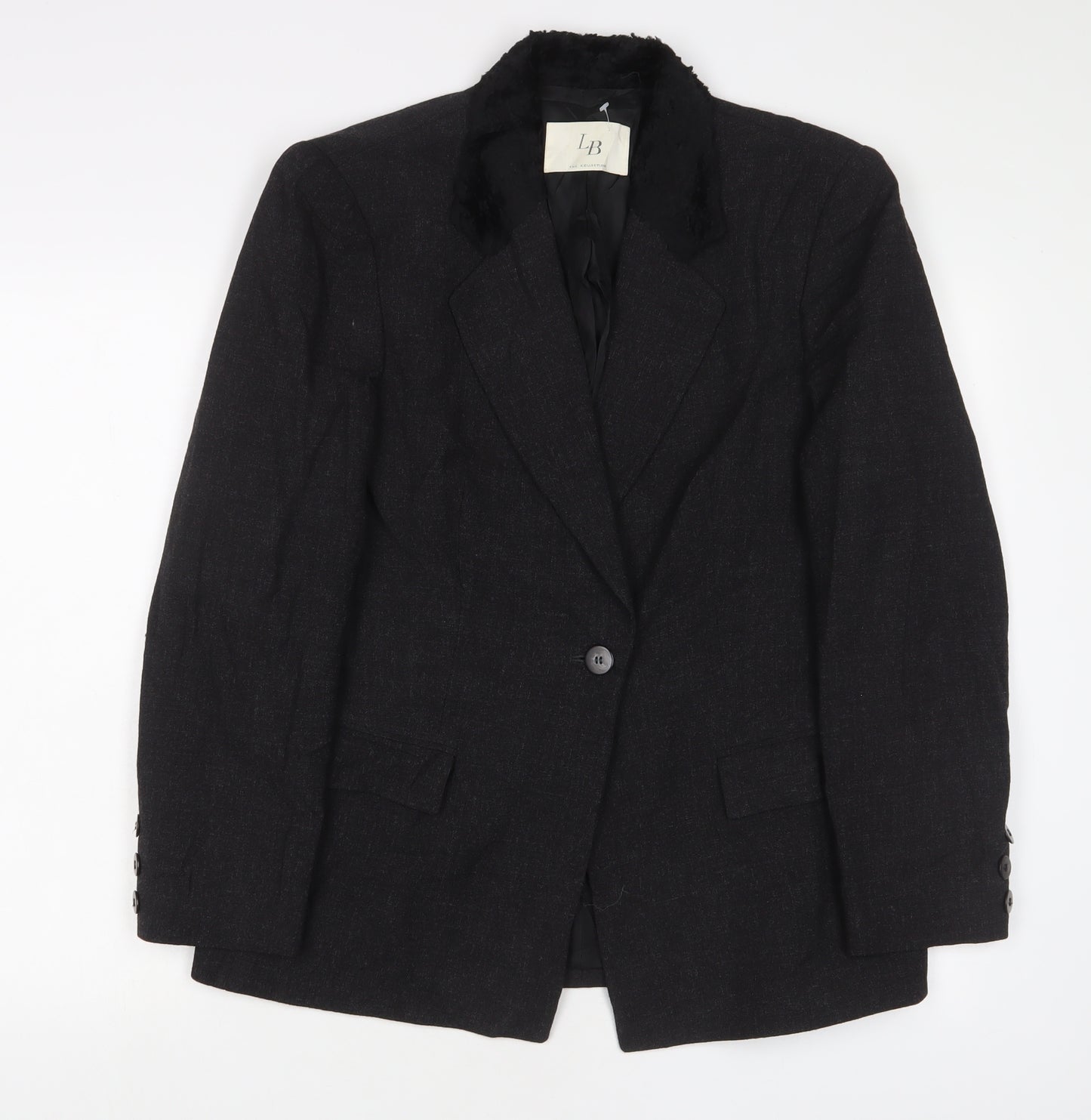 LB Collection Womens Black Jacket Blazer Size 8 Button