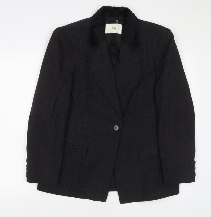 LB Collection Womens Black Jacket Blazer Size 8 Button