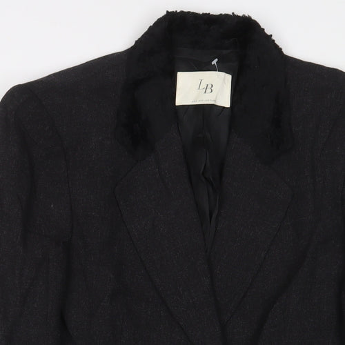 LB Collection Womens Black Jacket Blazer Size 8 Button