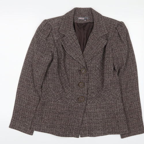 Cream Womens Brown Jacket Blazer Size 14 Button