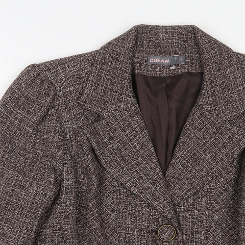 Cream Womens Brown Jacket Blazer Size 14 Button