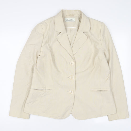 Classic Womens Beige Jacket Blazer Size 16 Button