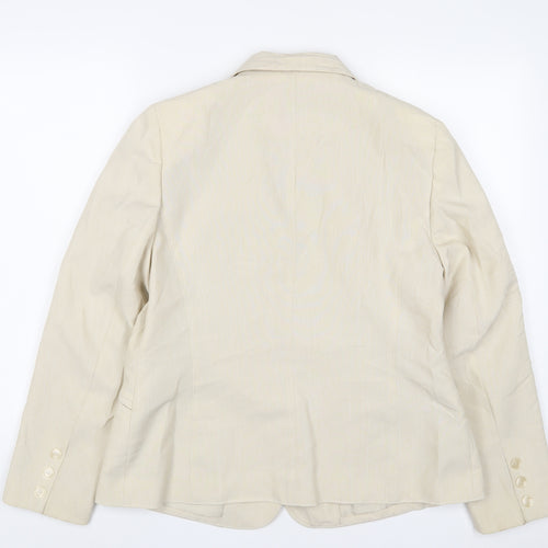 Classic Womens Beige Jacket Blazer Size 16 Button