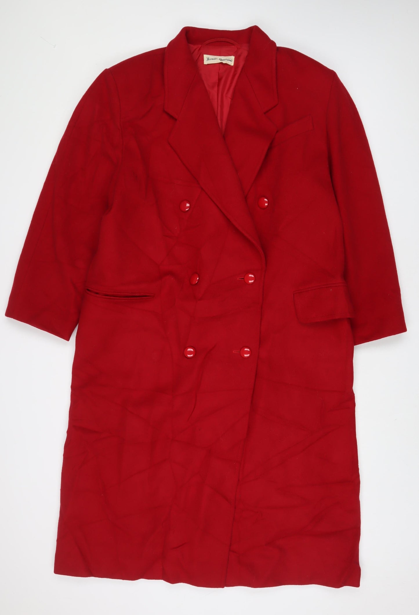 Firmato Womens Red Overcoat Coat Size 16 Button
