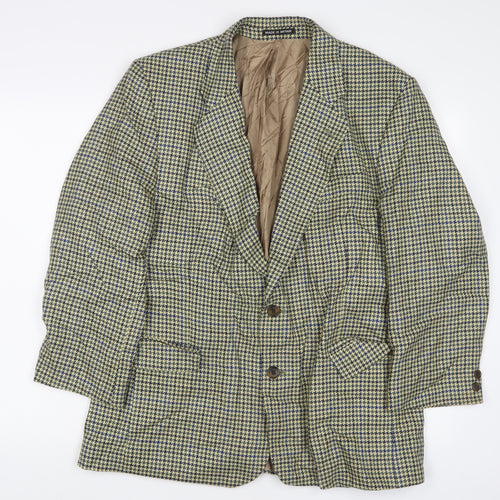Brook Taverner Mens Green Houndstooth Wool Jacket Suit Jacket Size 40 Regular