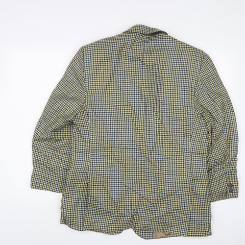 Brook Taverner Mens Green Houndstooth Wool Jacket Suit Jacket Size 40 Regular
