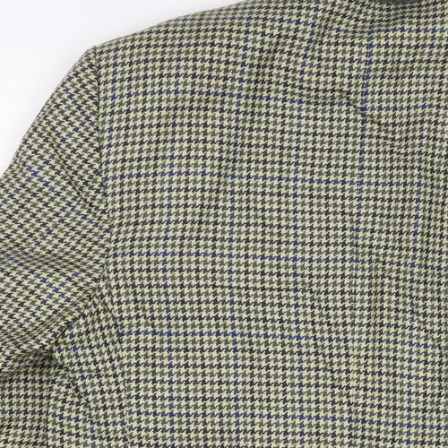 Brook Taverner Mens Green Houndstooth Wool Jacket Suit Jacket Size 40 Regular