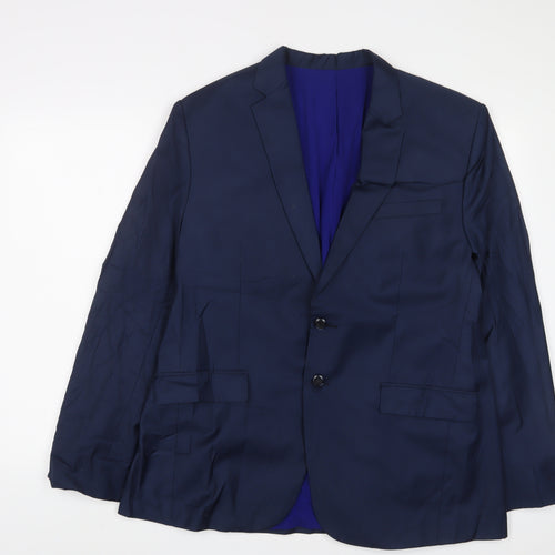 BiBI Mens Blue Polyester Jacket Suit Jacket Size 40 Regular