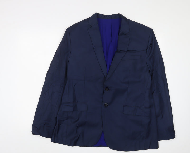 BiBI Mens Blue Polyester Jacket Suit Jacket Size 40 Regular