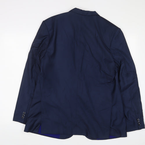 BiBI Mens Blue Polyester Jacket Suit Jacket Size 40 Regular