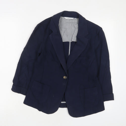 New Look Womens Blue Jacket Blazer Size 12 Button