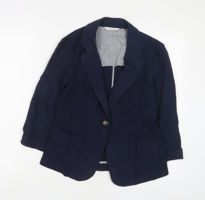 New Look Womens Blue Jacket Blazer Size 12 Button