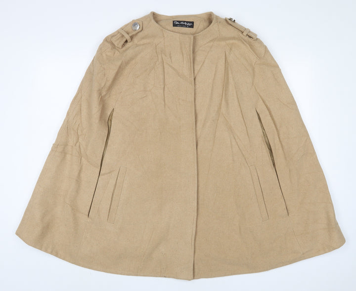 Miss Selfridge Womens Beige Jacket Poncho Size L Button