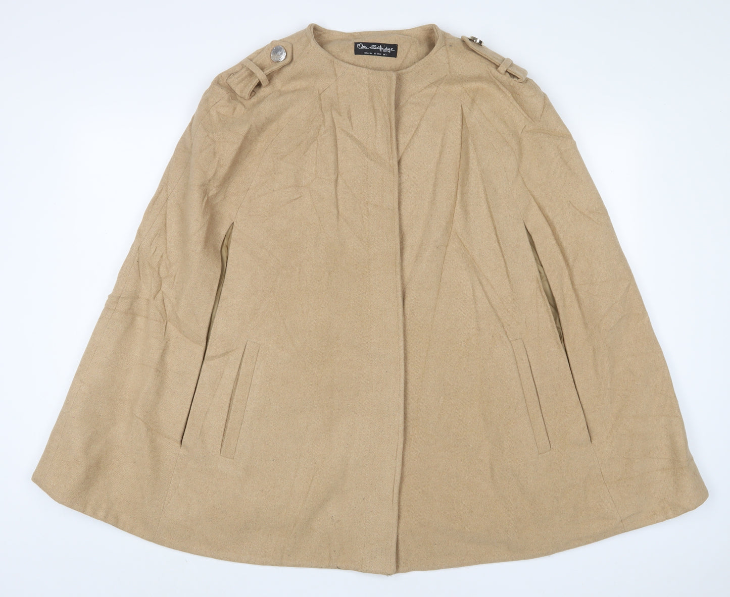 Miss Selfridge Womens Beige Jacket Poncho Size L Button