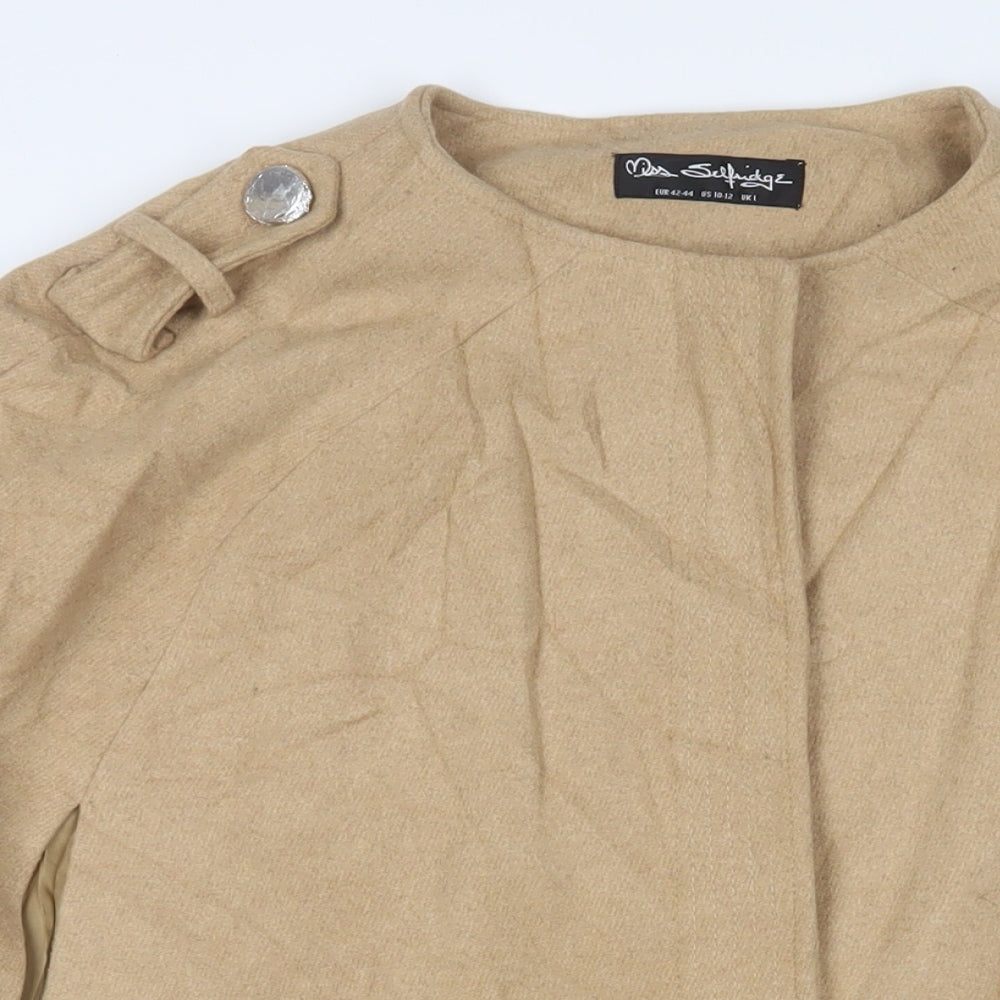 Miss Selfridge Womens Beige Jacket Poncho Size L Button