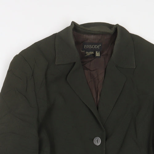 Episode Womens Green Jacket Blazer Size 10 Button