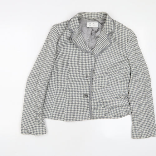 Precis Womens Grey Herringbone Jacket Blazer Size 12 Button