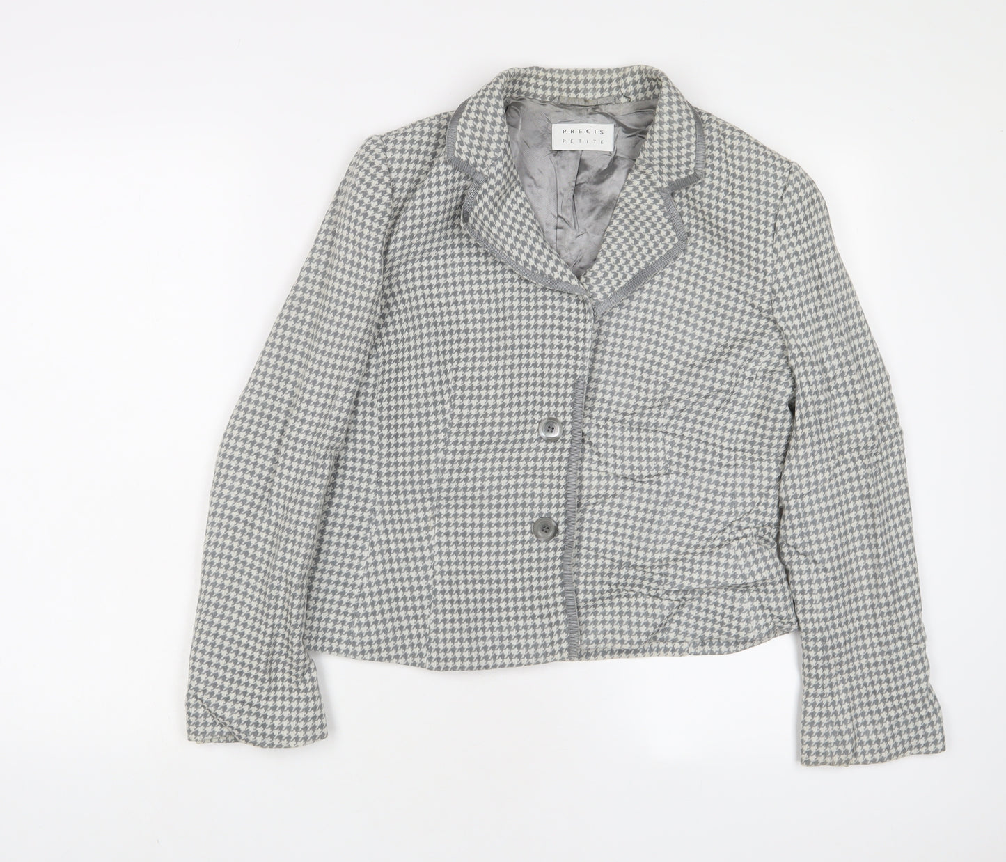 Precis Womens Grey Herringbone Jacket Blazer Size 12 Button