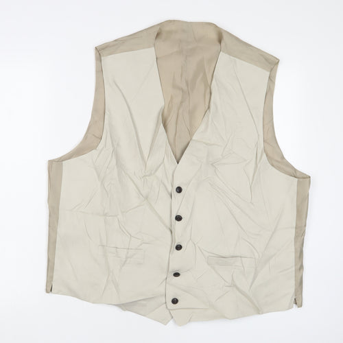 Marks and Spencer Mens Beige Linen Jacket Suit Waistcoat Size 48 Regular