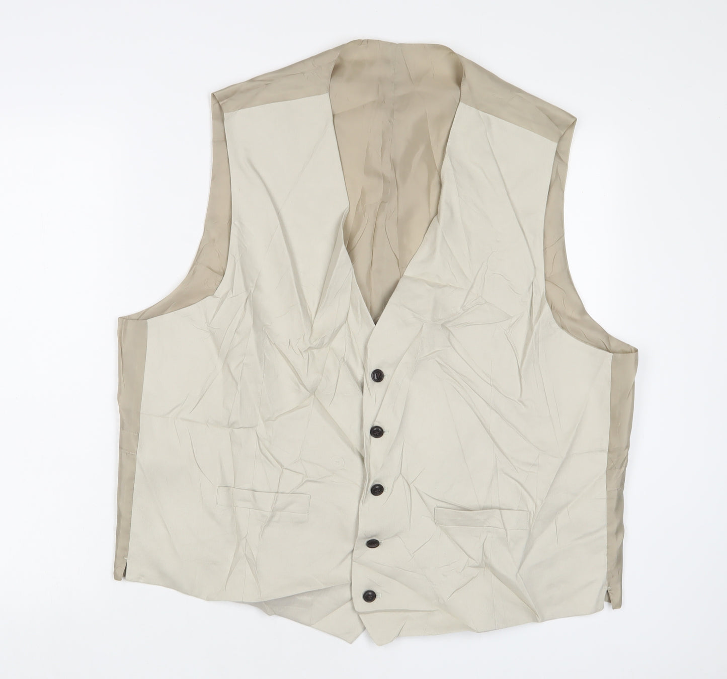 Marks and Spencer Mens Beige Linen Jacket Suit Waistcoat Size 48 Regular
