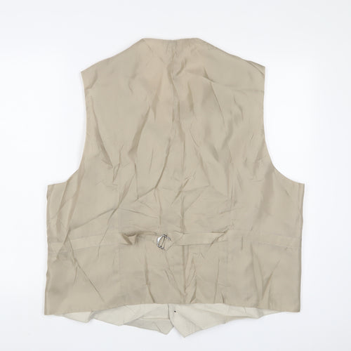 Marks and Spencer Mens Beige Linen Jacket Suit Waistcoat Size 48 Regular