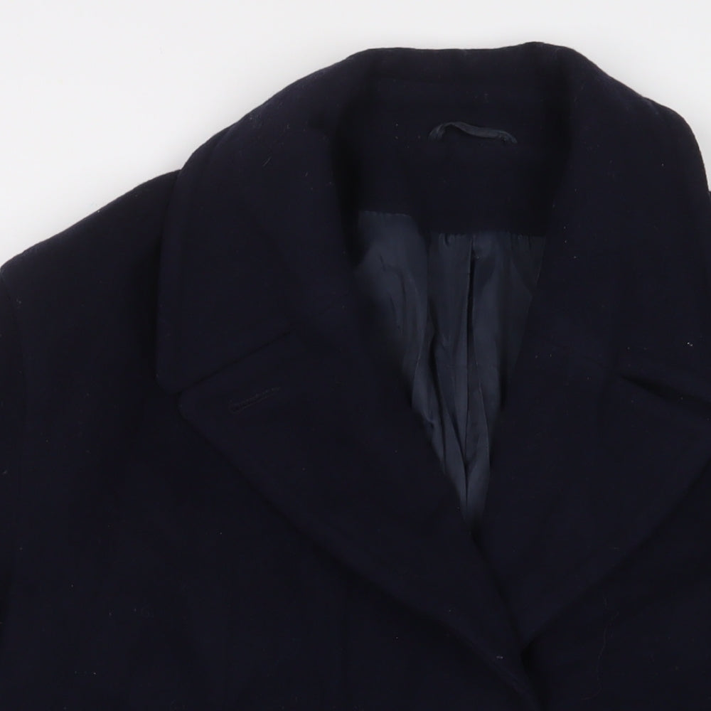 BHS Womens Blue Overcoat Coat Size 14 Button