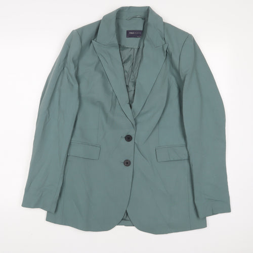 Marks and Spencer Womens Blue Jacket Blazer Size 12 Button