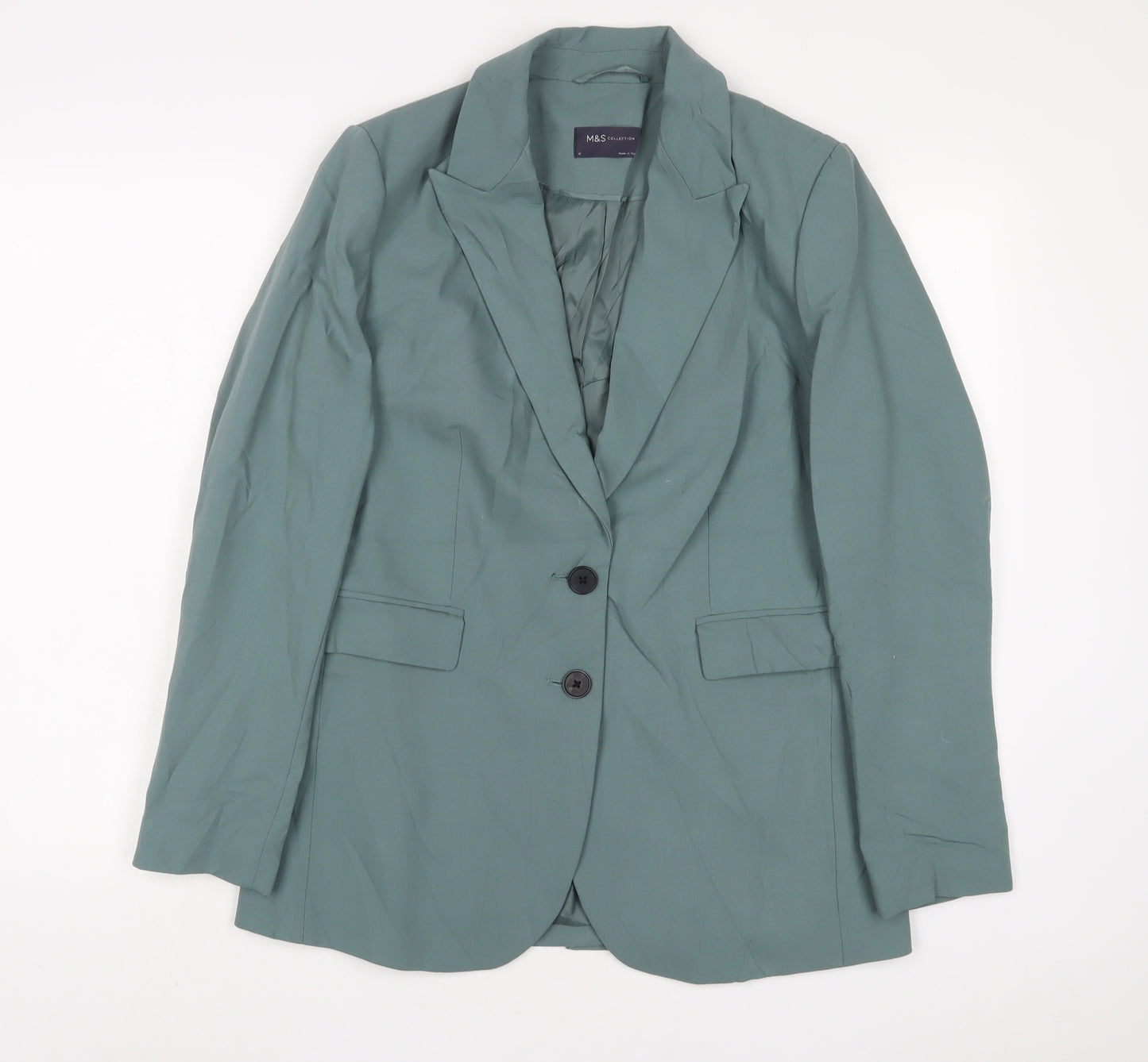 Marks and Spencer Womens Blue Jacket Blazer Size 12 Button